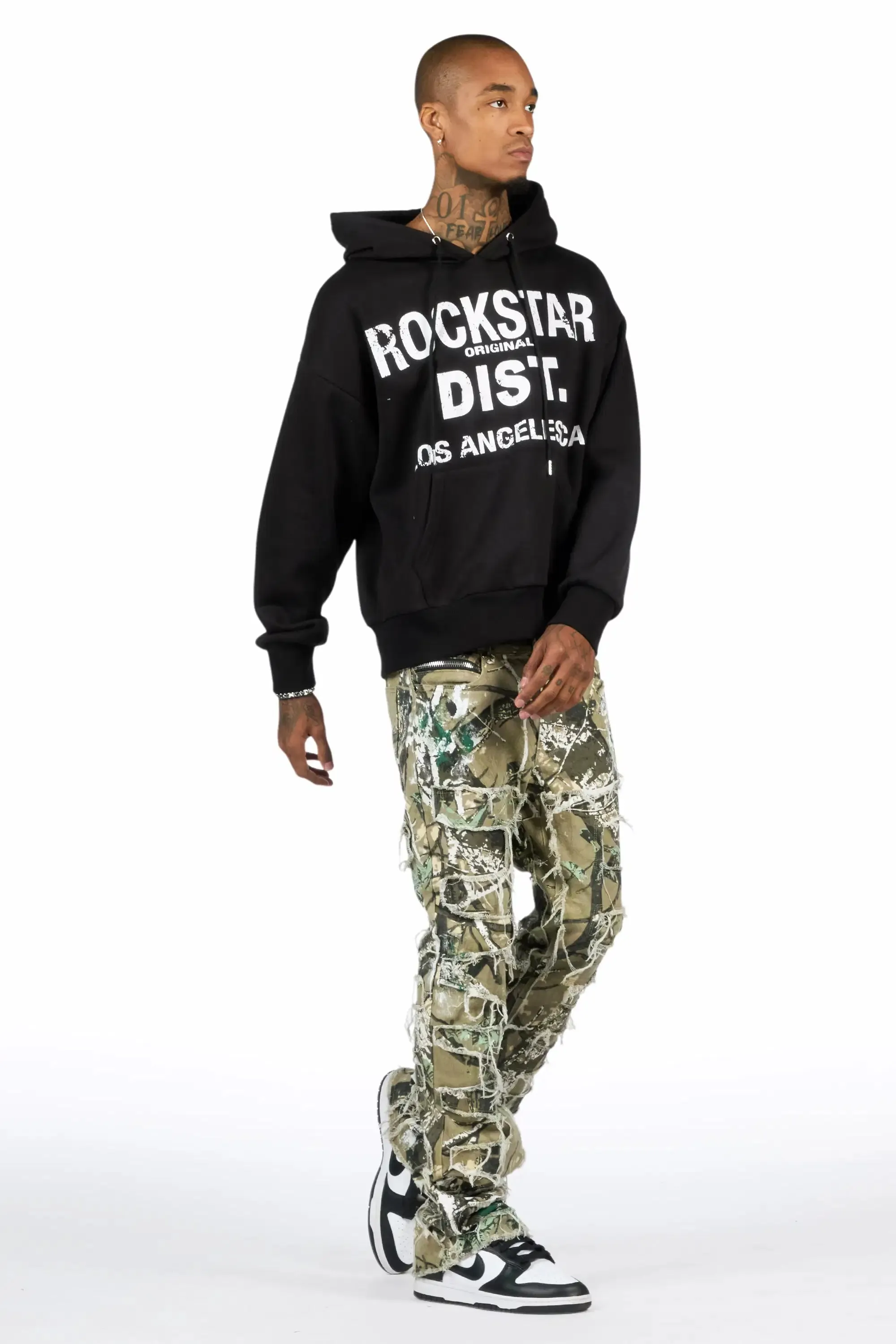 Saxon Black/Camo Hoodie/Stacked Flare Jean Set sold by Rockstar Original product image thumbnail 3