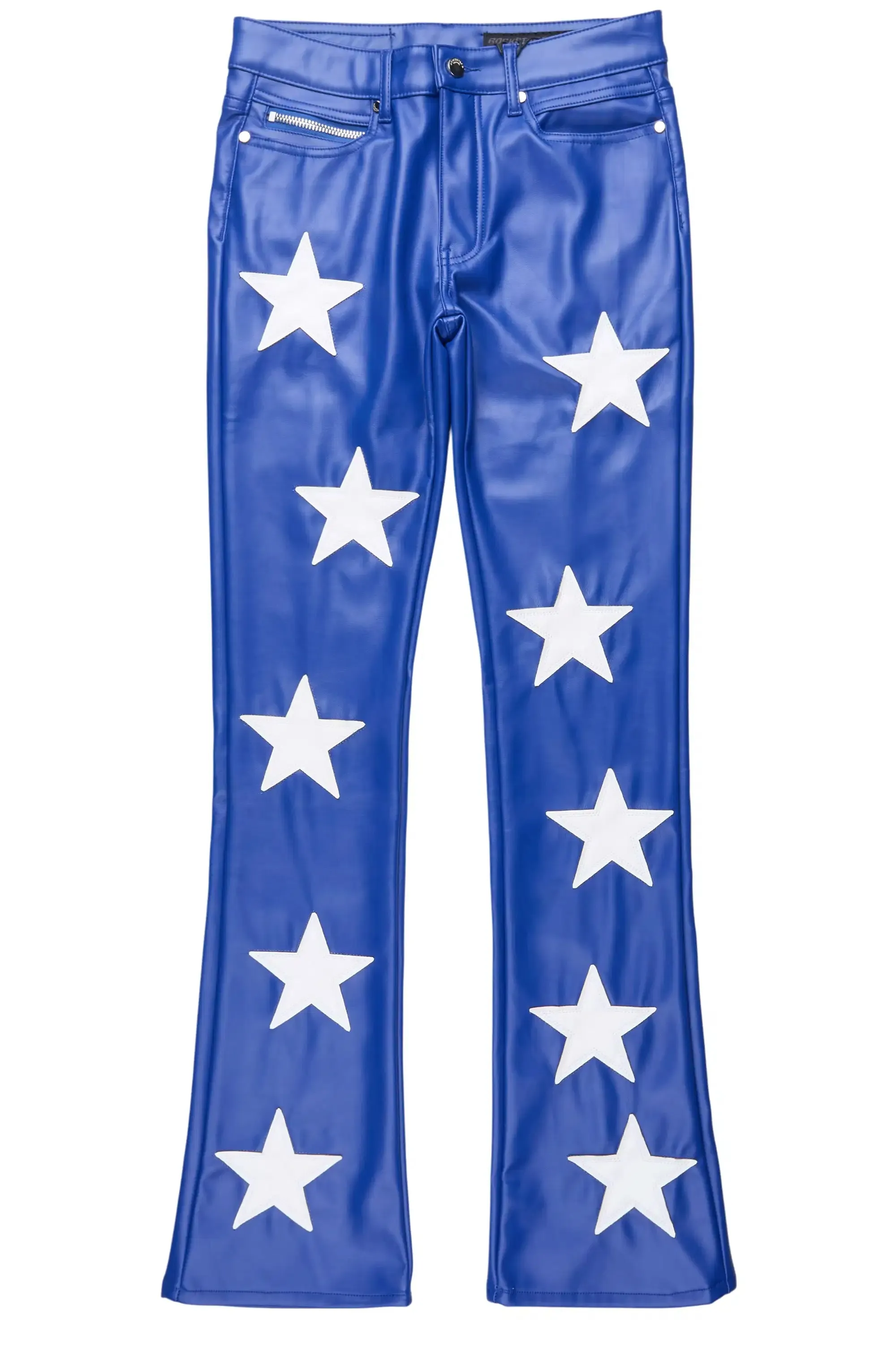 Steen Royal Blue PU Stacked Flare Jean sold by Rockstar Original