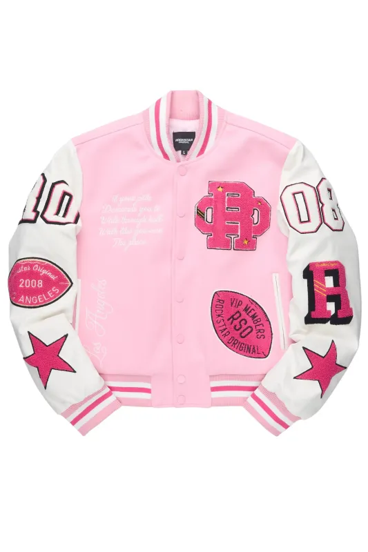 Adrienne Pink Oversized Varsity Jacket sold by Rockstar Original