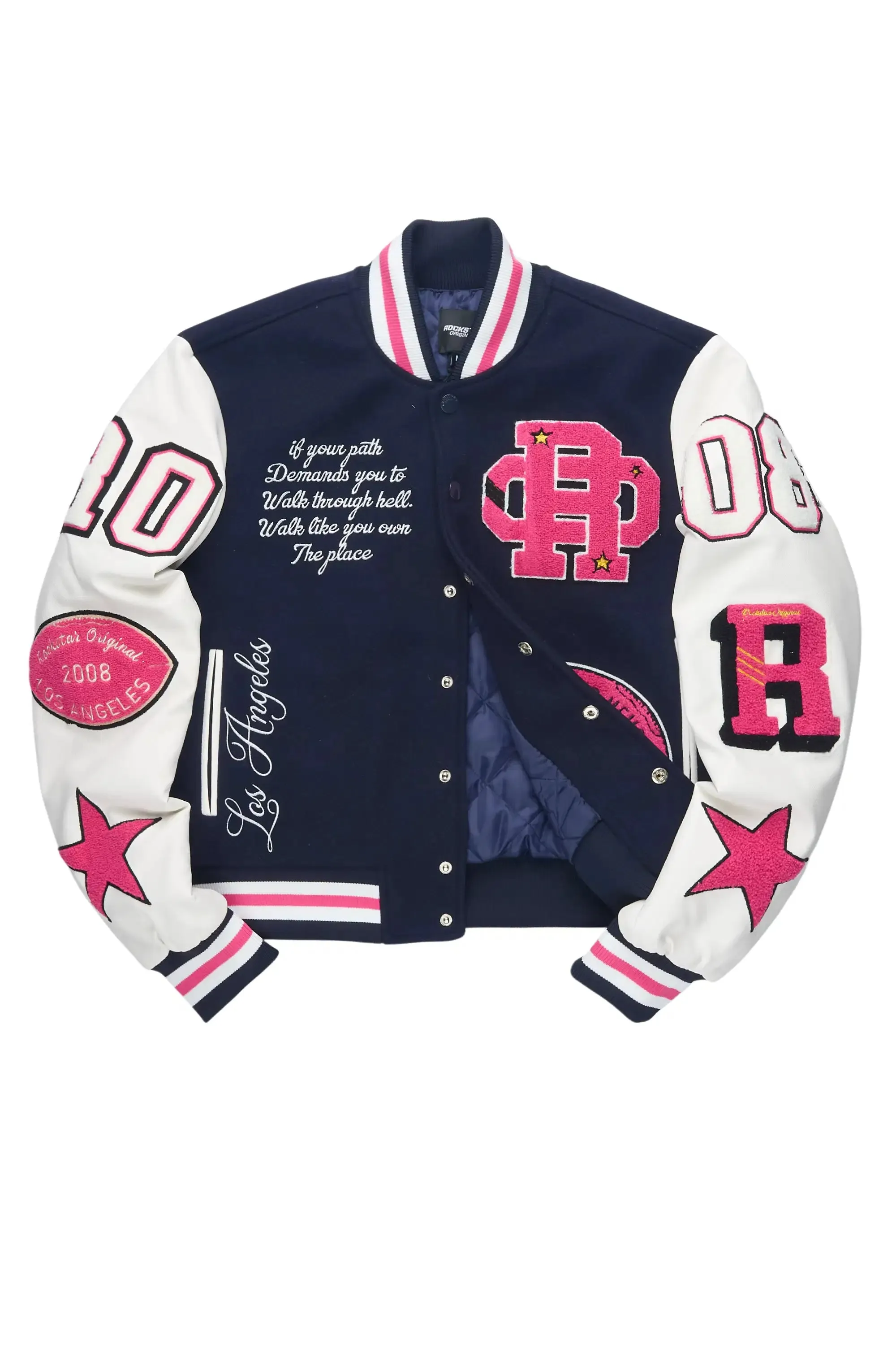 Adrienne Navy/Pink Oversized Varsity Jacket sold by Rockstar Original product image thumbnail 4