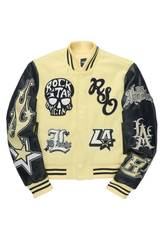 Jermika Black/Yellow Oversized Varsity Jacket sold by Rockstar Original