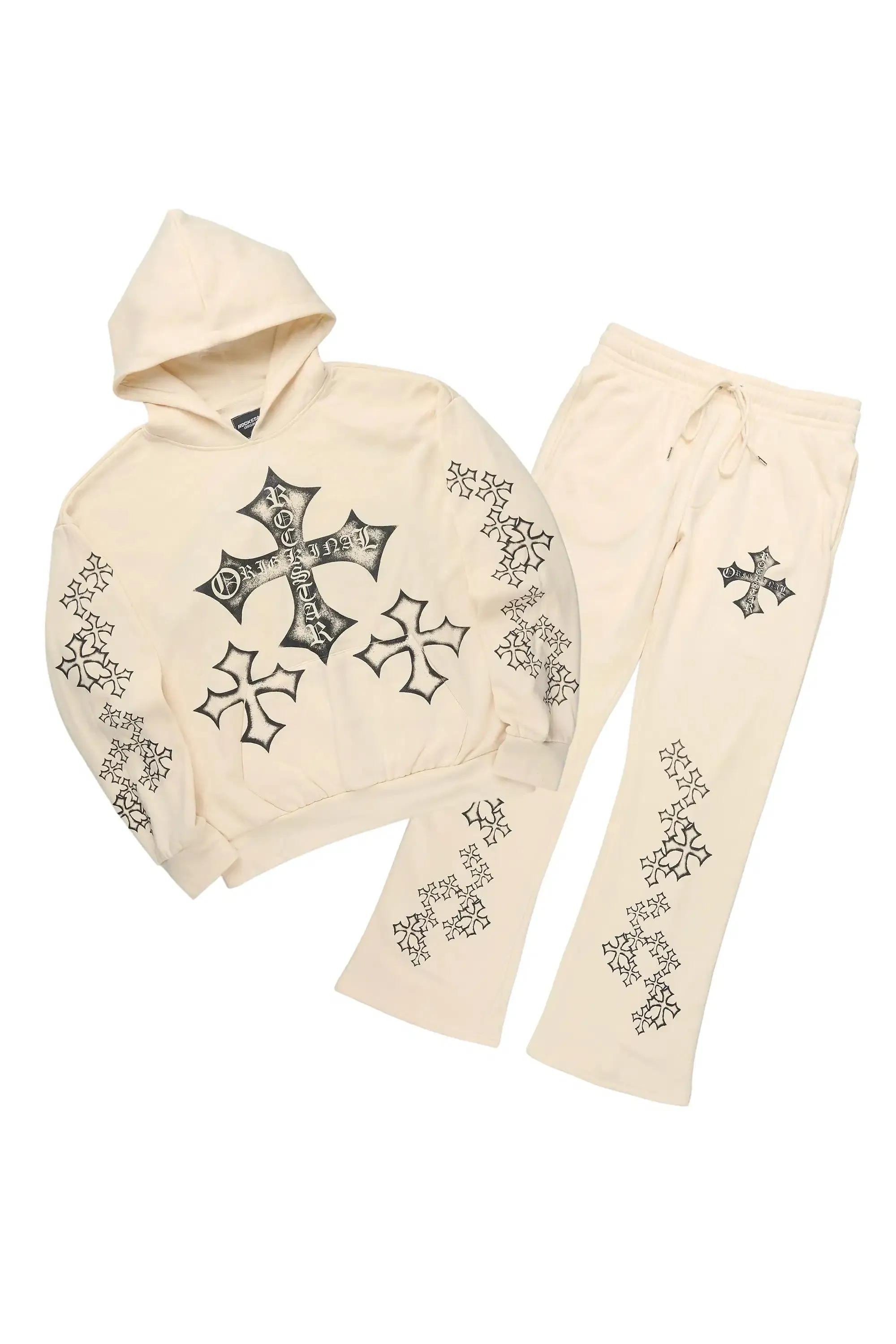 Marzion Sand/Black Hoodie Relaxed Track Set sold by Rockstar Original