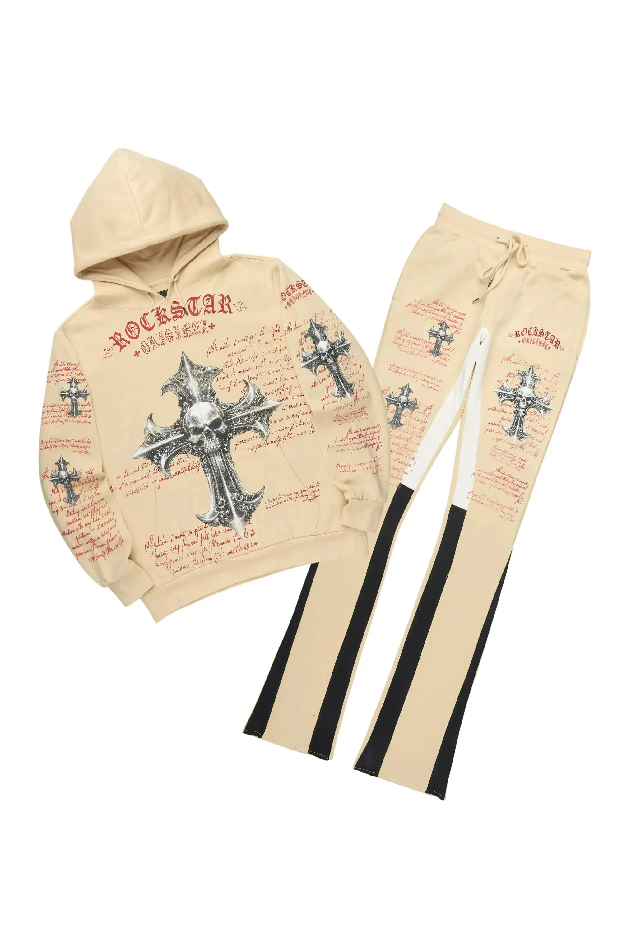 Bowman Beige/Multi Hoodie/Stacked Flare Track Set sold by Rockstar Original