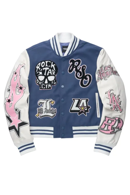 Jermika Navy Oversized Varsity Jacket sold by Rockstar Original