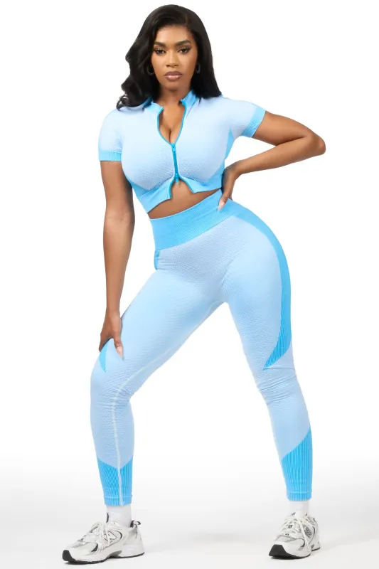 Deizhanna Blue Zip Up Active Legging Set sold by Rockstar Original