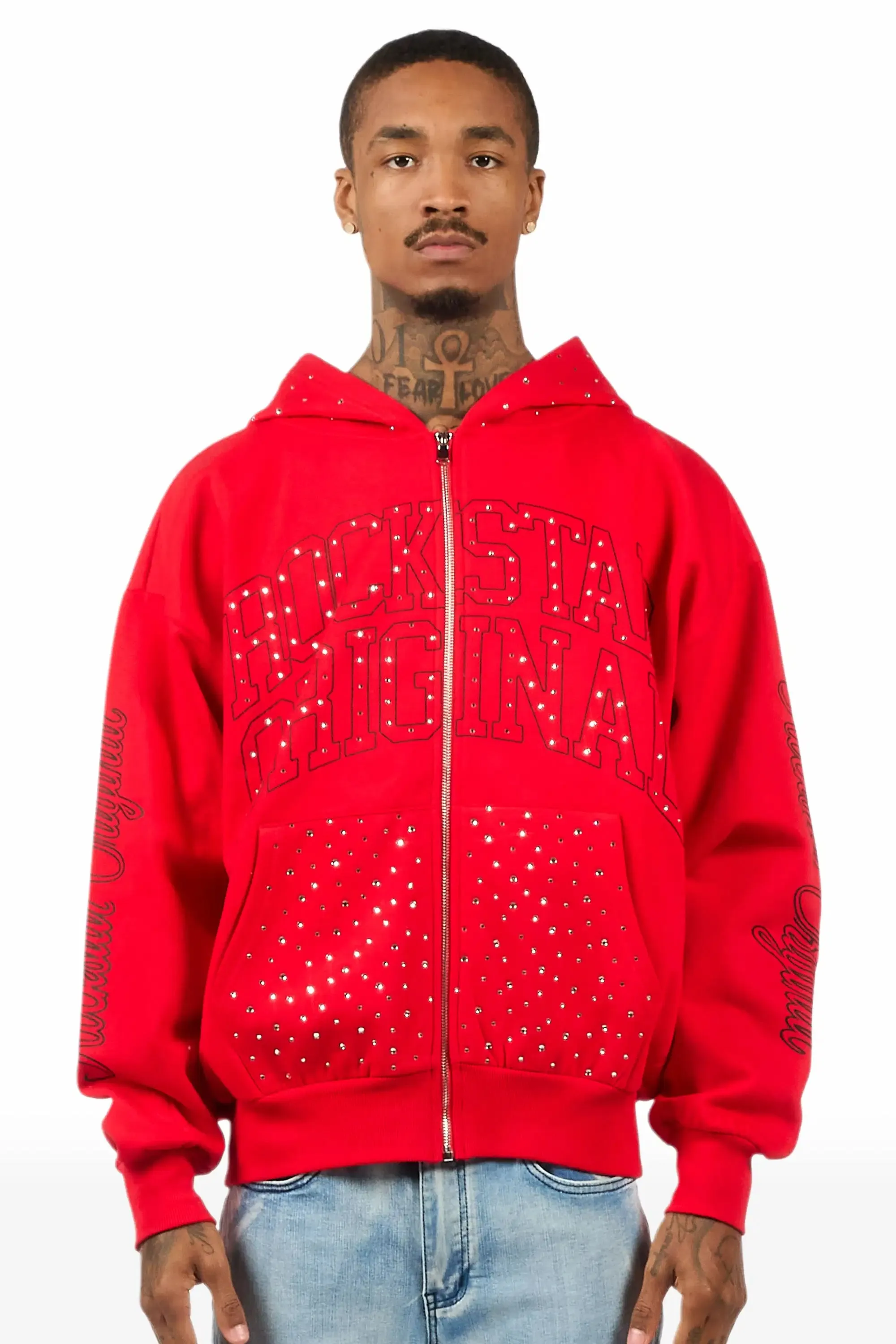 Dripped Red Rhinestone Hoodie sold by Rockstar Original product image thumbnail 2