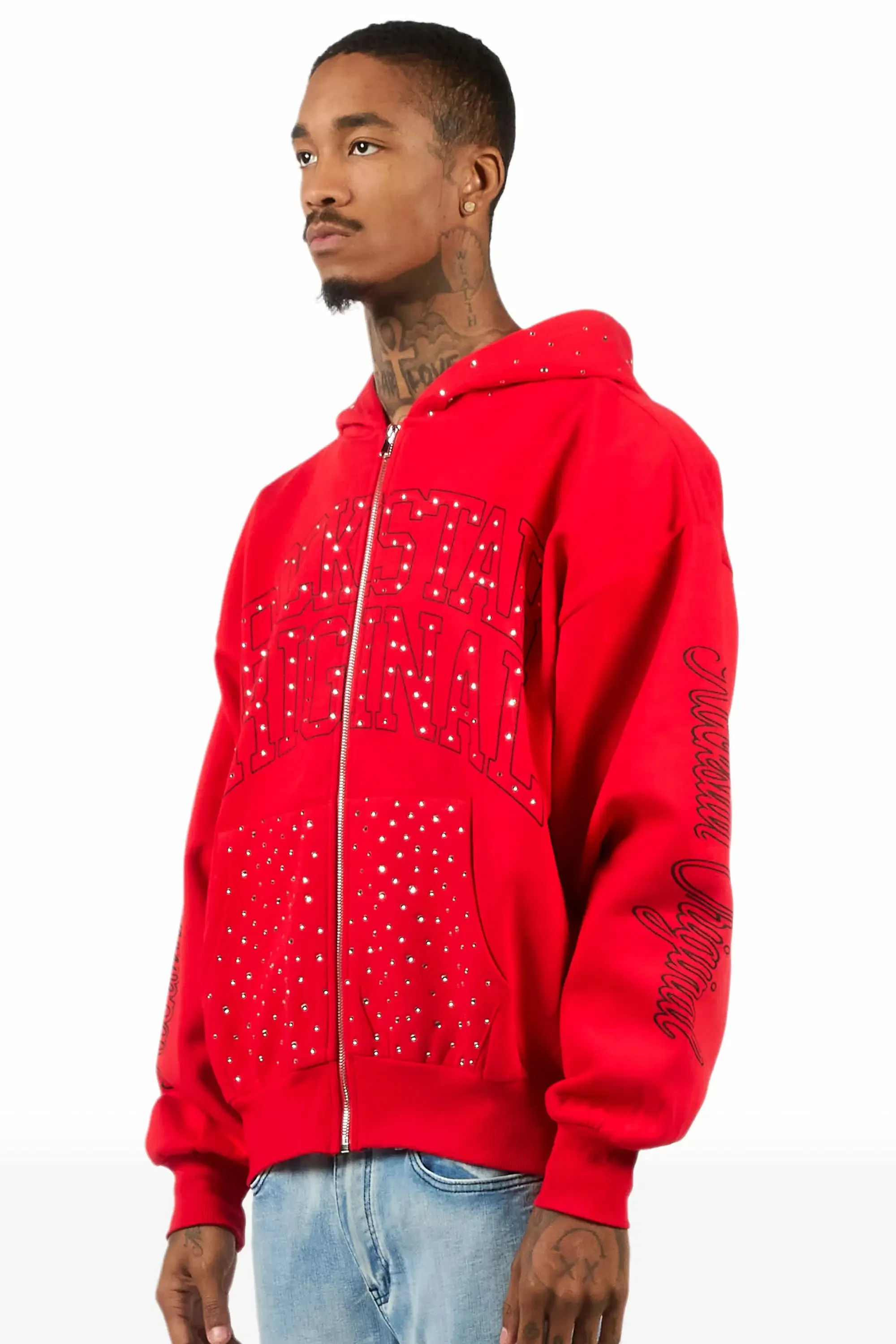 Dripped Red Rhinestone Hoodie sold by Rockstar Original product image thumbnail 5