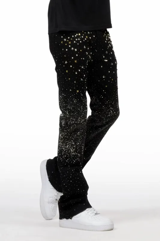 Onyx Black Stacked Flare Jean sold by Rockstar Original