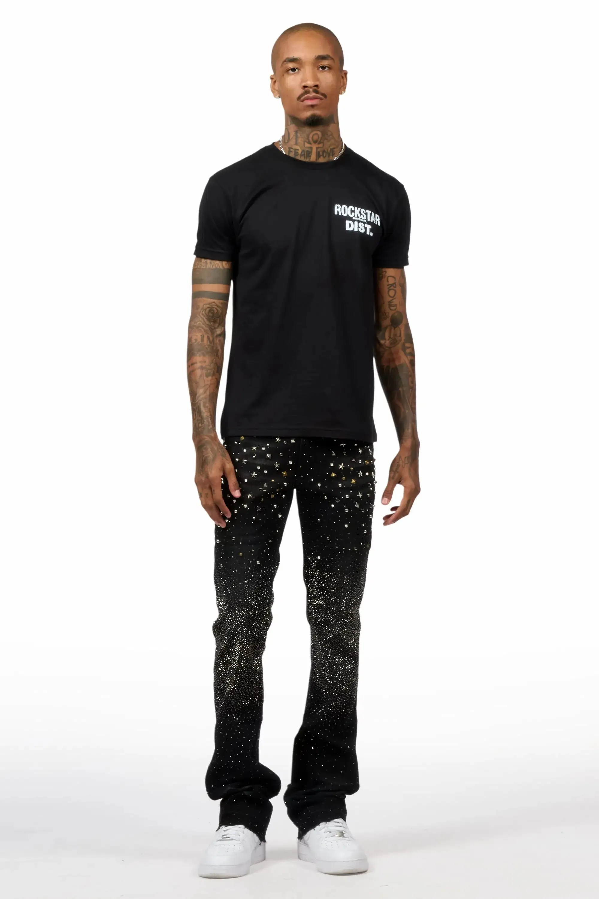 Onyx Dark Grey Stacked Flare Jean sold by Rockstar Original product image thumbnail 3