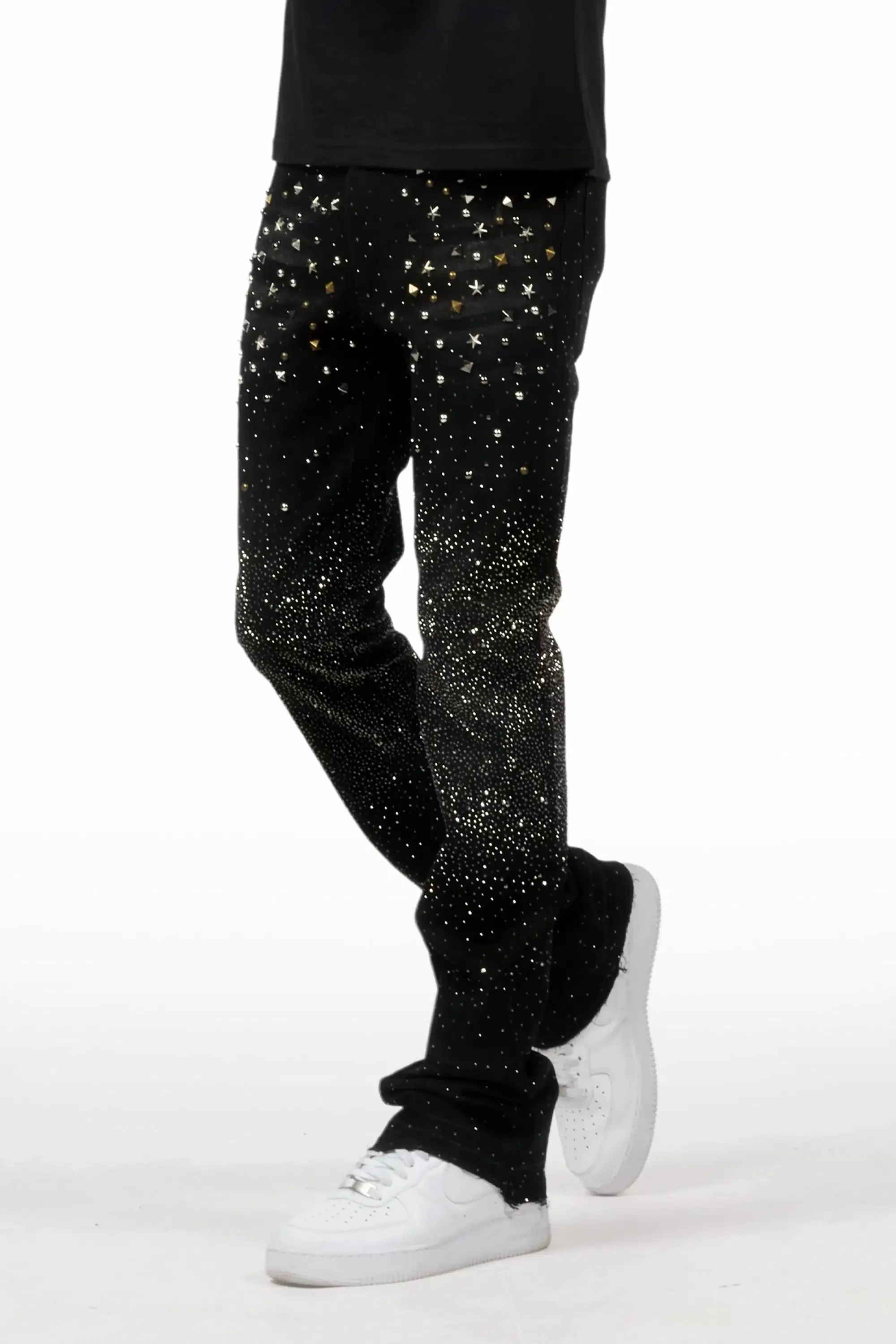 Onyx Dark Grey Stacked Flare Jean sold by Rockstar Original