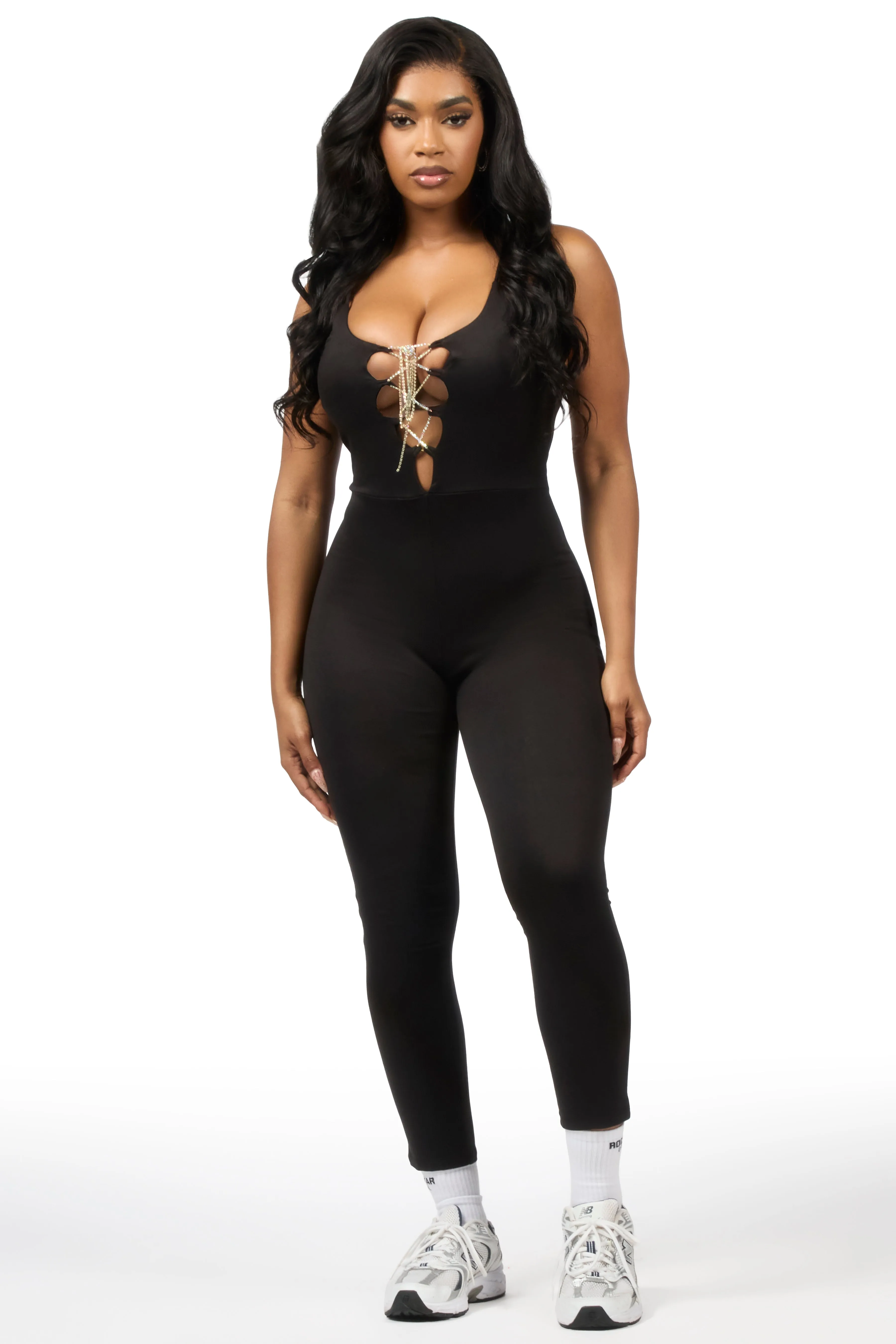 Jahiema Black Rhinestone Jumpsuit sold by Rockstar Original product image thumbnail 2