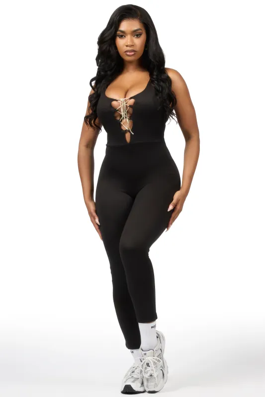 Jahiema Black Rhinestone Jumpsuit sold by Rockstar Original