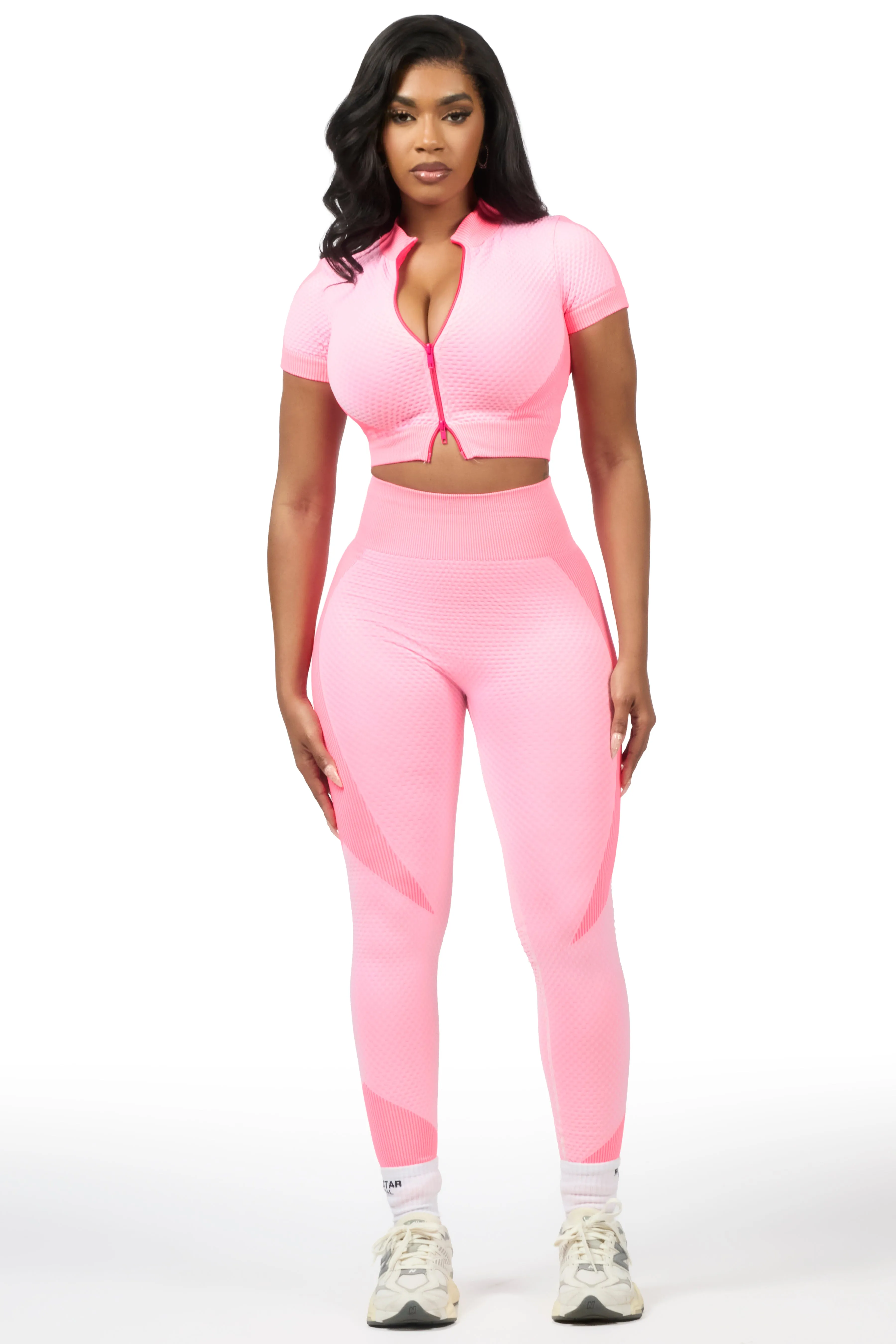Deizhanna Pink Zip Up Active Legging Set sold by Rockstar Original