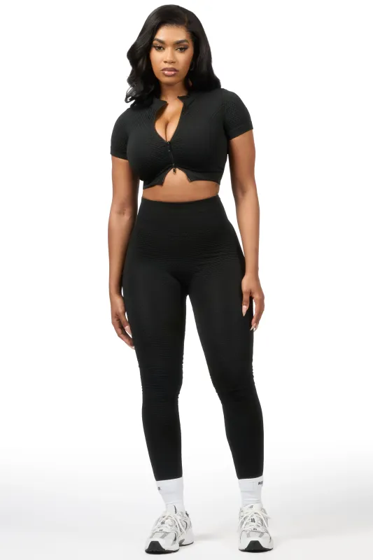 Deizhanna Black Zip Up Active Legging Set sold by Rockstar Original