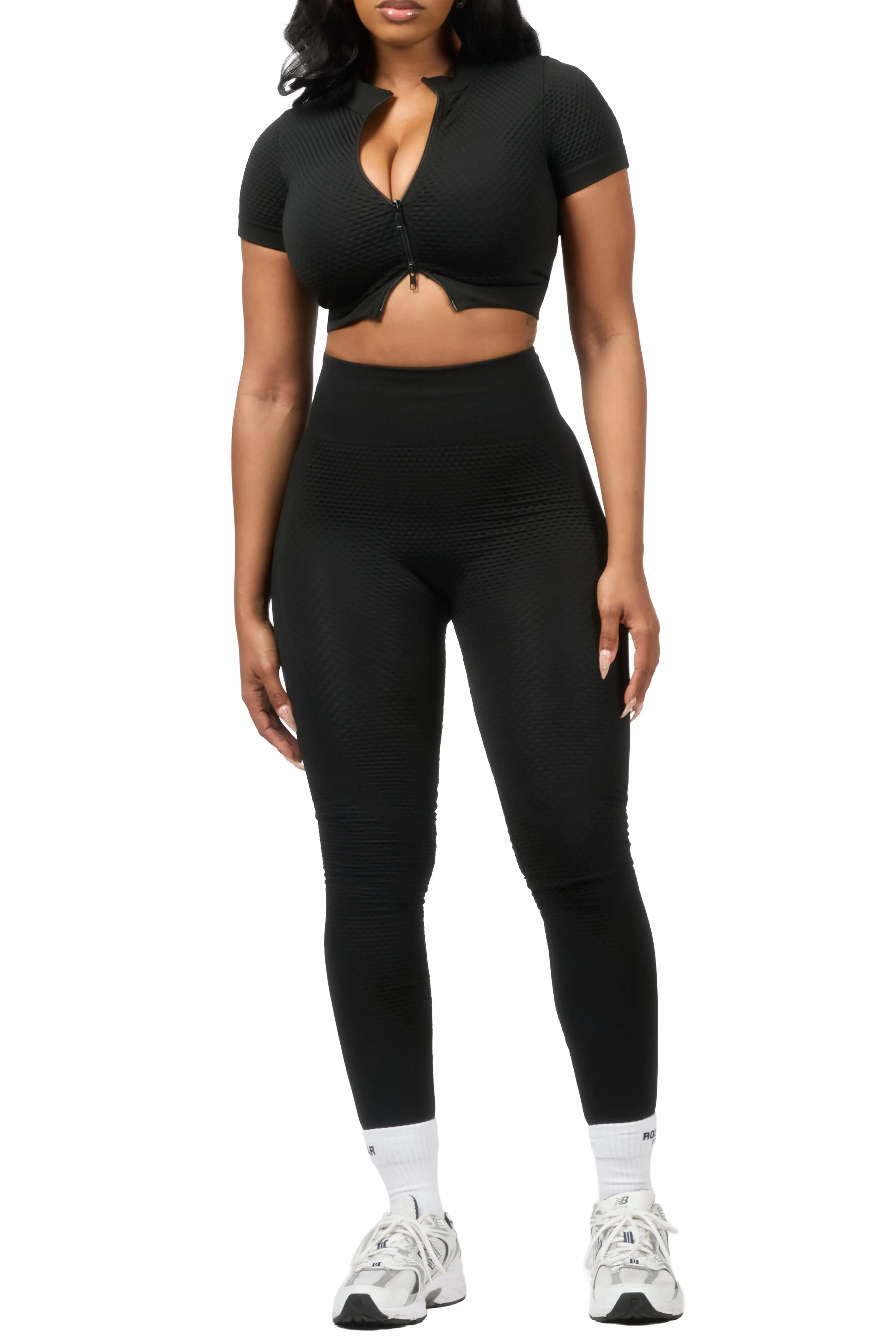 Deizhanna Black Zip Up Active Legging Set sold by Rockstar Original product image thumbnail 2