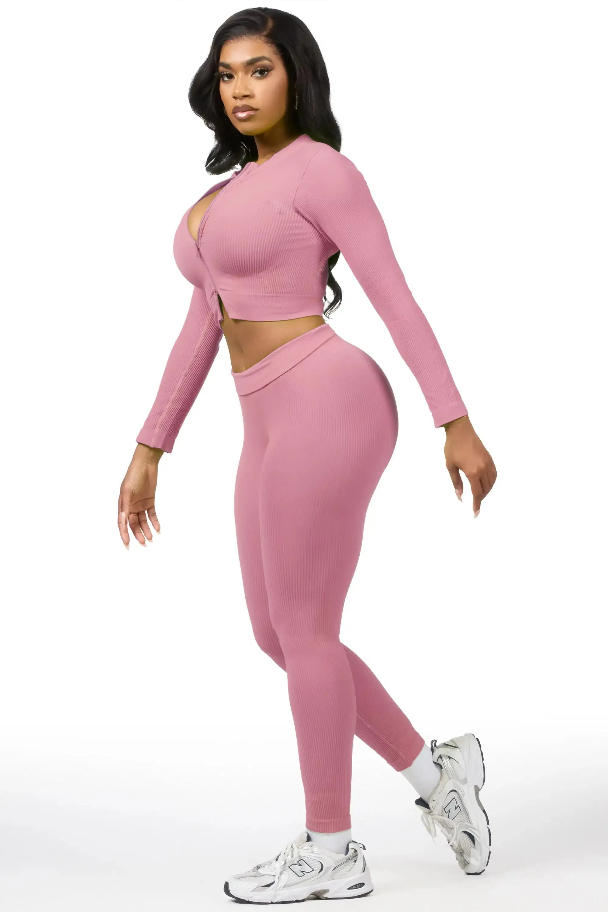 Sacorya Pink Zip Up Active Legging Set sold by Rockstar Original