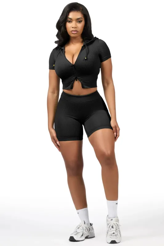 Tocsha Black Zip Up Active Bike Short Set sold by Rockstar Original