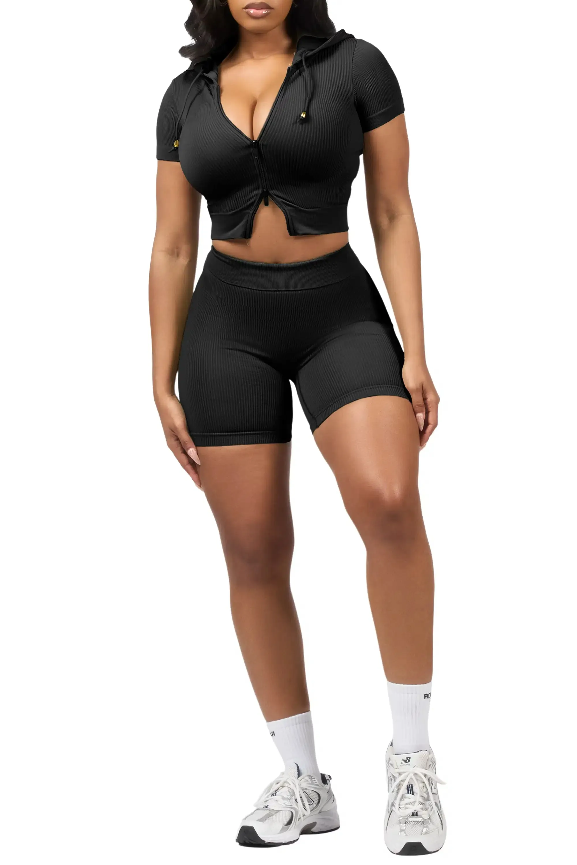 Tocsha Black Zip Up Active Bike Short Set sold by Rockstar Original product image thumbnail 2
