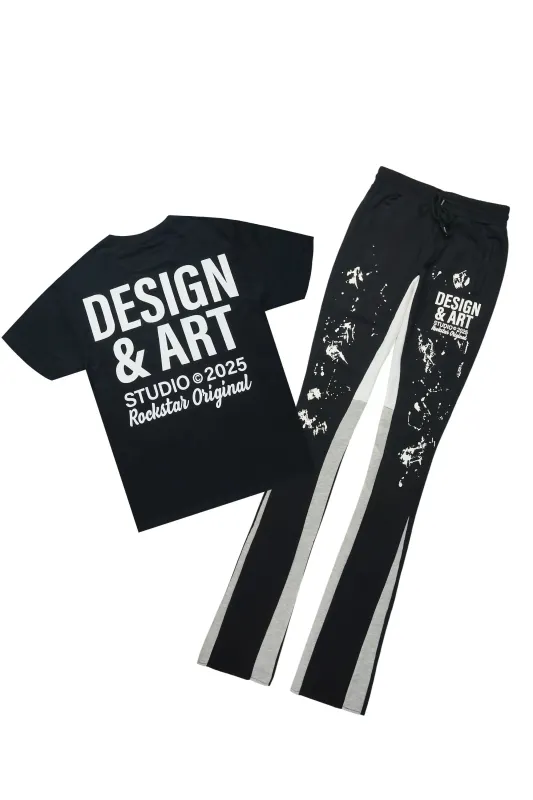 Damone Black/White T-Shirt/Super Stacked Track Set made by Rockstar Original