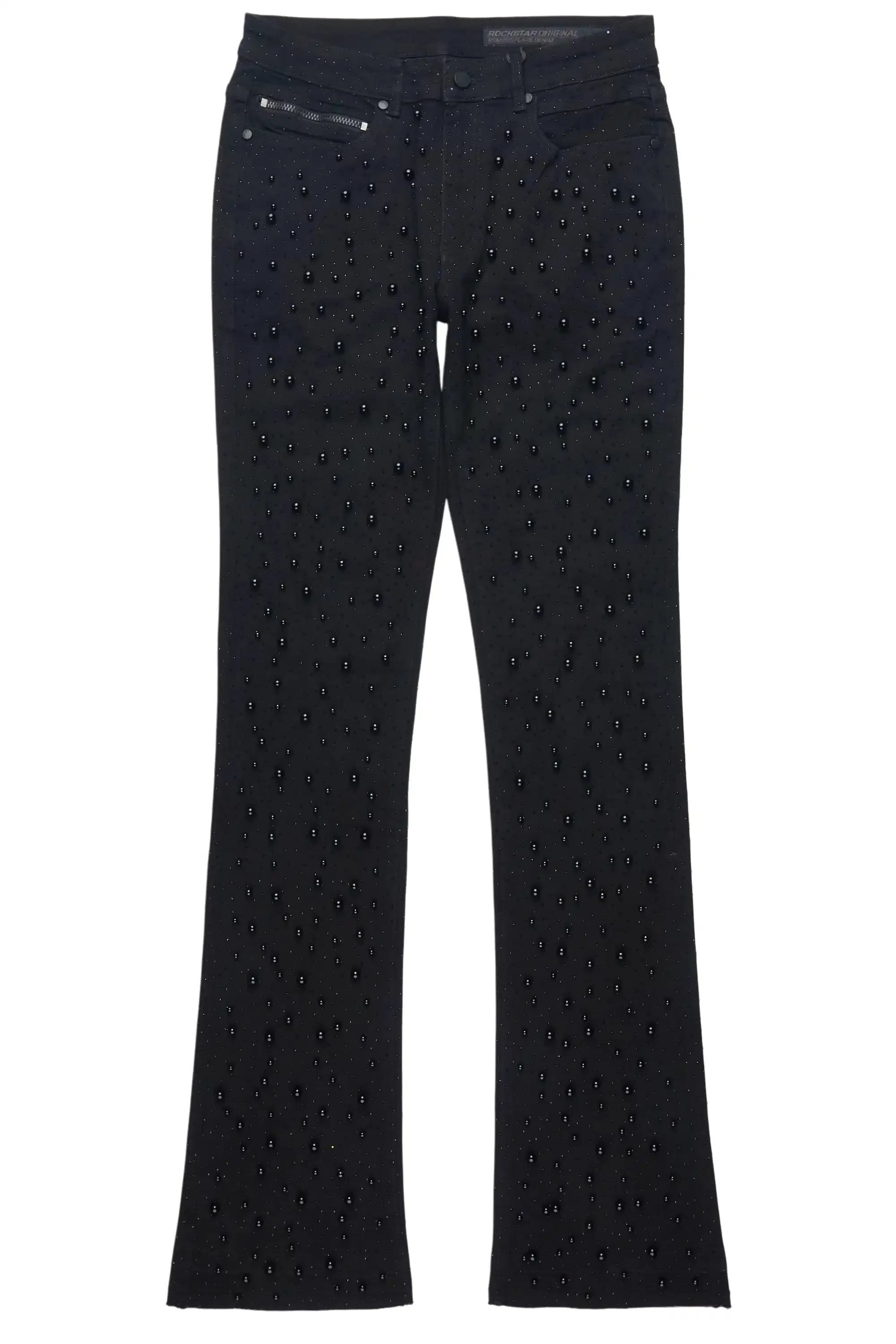 Perle Jet Black Pearl Stacked Flare Jean sold by Rockstar Original