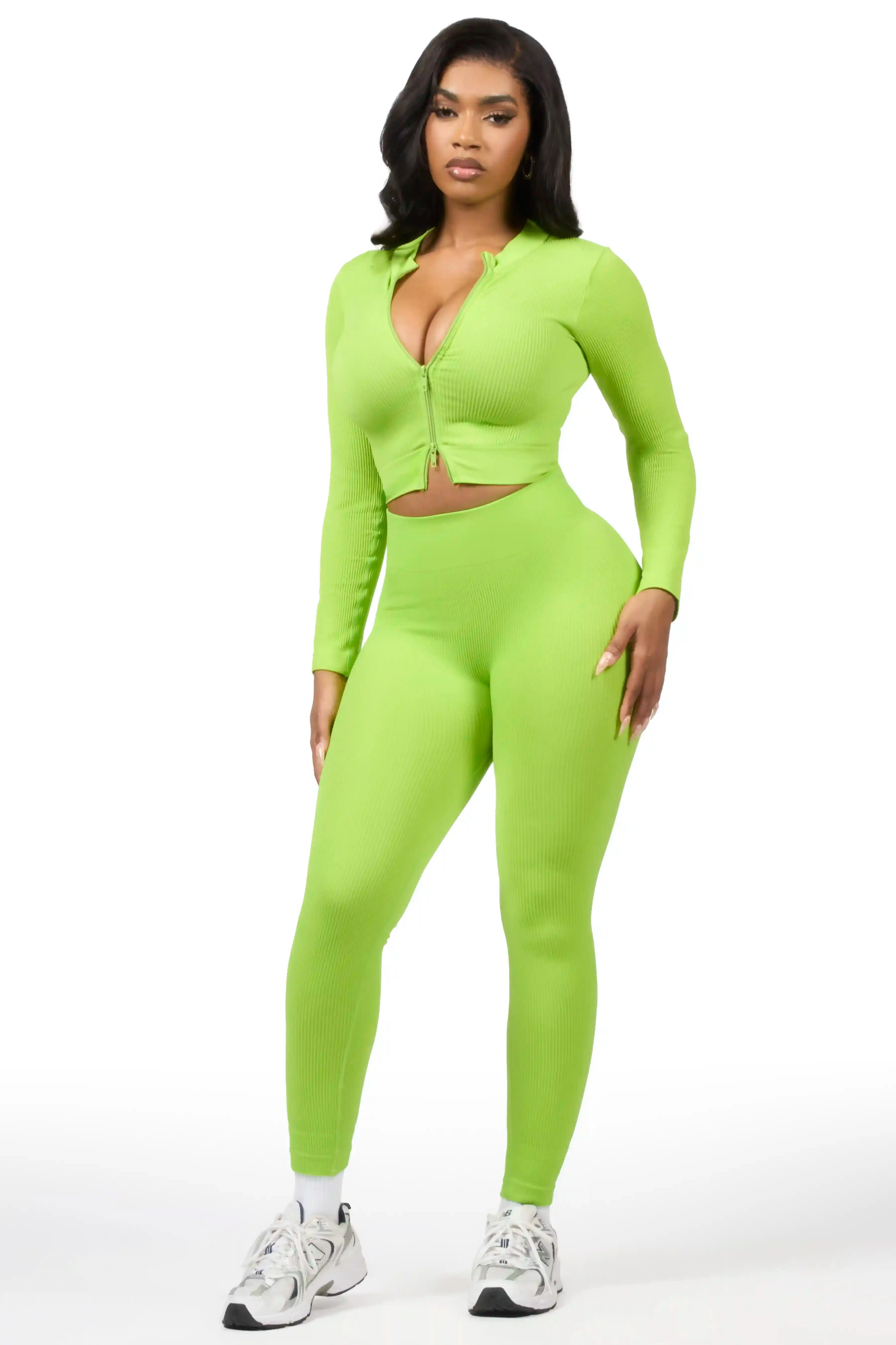Sacorya Lime Zip Up Active Legging Set sold by Rockstar Original product image thumbnail 3