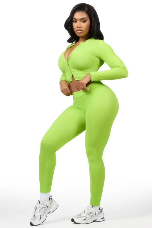 Sacorya Lime Zip Up Active Legging Set sold by Rockstar Original