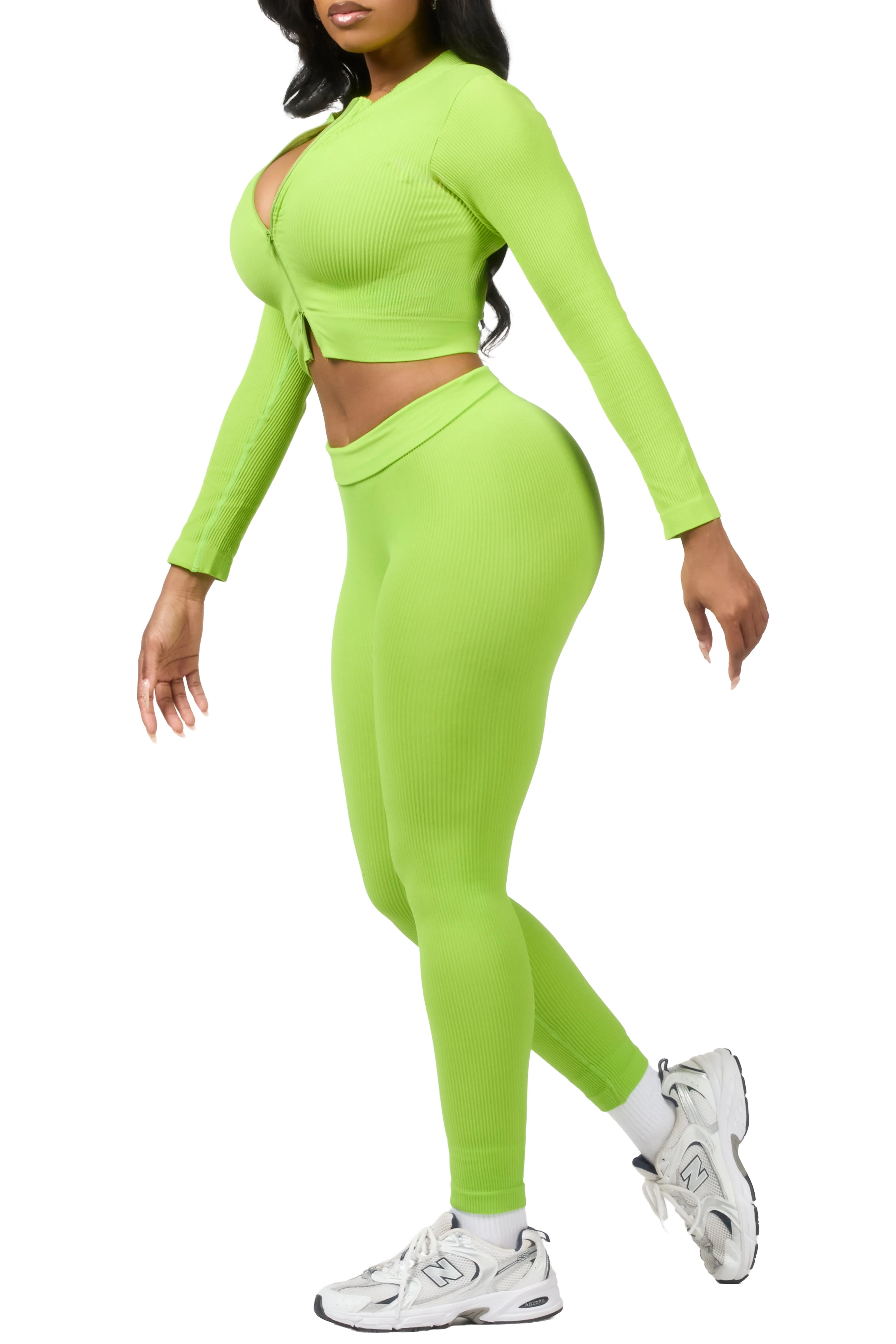 Sacorya Lime Zip Up Active Legging Set sold by Rockstar Original product image thumbnail 5