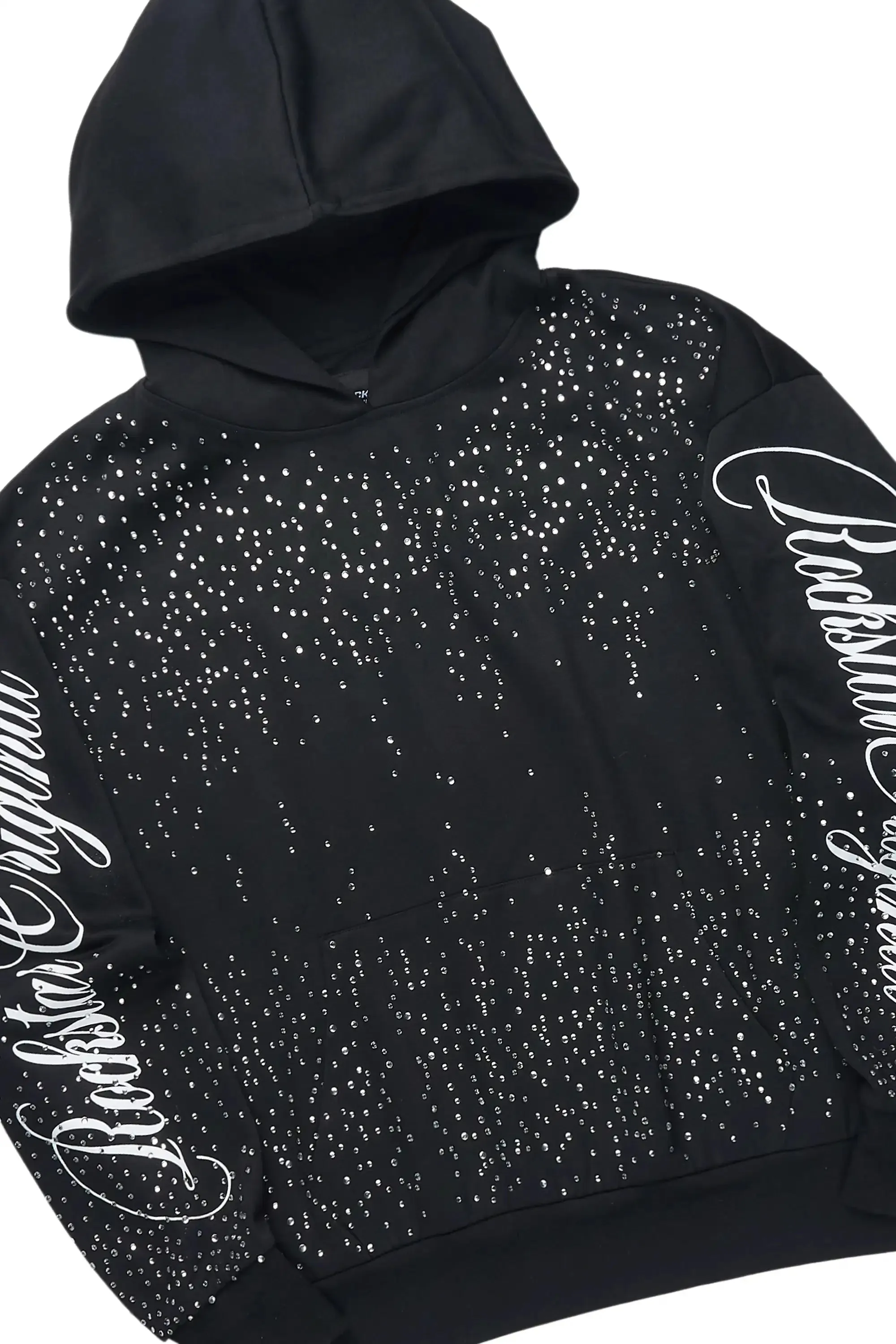 Strayce Black/White Rhinestone Hoodie Relaxed Track Set sold by Rockstar Original product image thumbnail 2