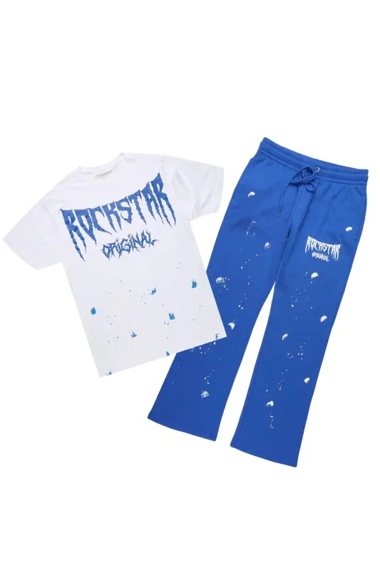 Twinkle White/Royal Blue T-Shirt/Relaxed Track Set sold by Rockstar Original