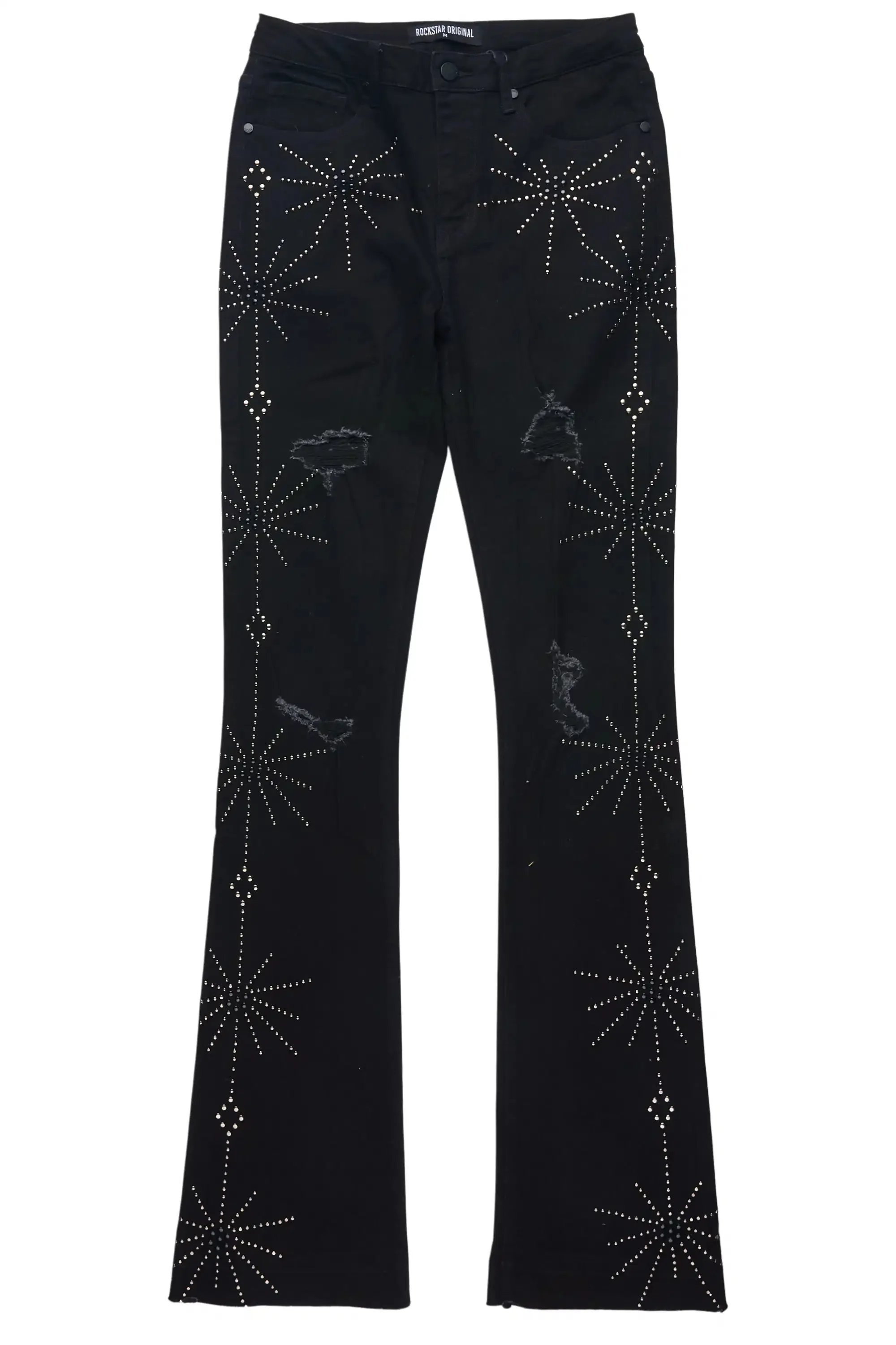 Ikia Black Studded Stacked Flare Jean sold by Rockstar Original product image thumbnail 4