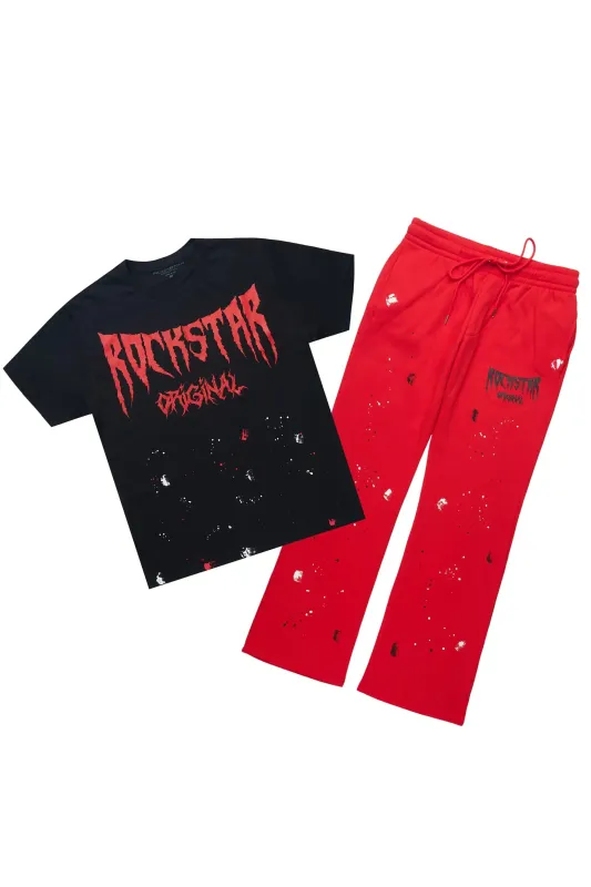 Twinkle Black/Red T-Shirt/Relaxed Track Set made by Rockstar Original