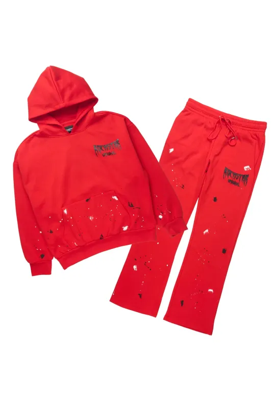 Twinkle Red/Black Hoodie Relaxed Track Set made by Rockstar Original