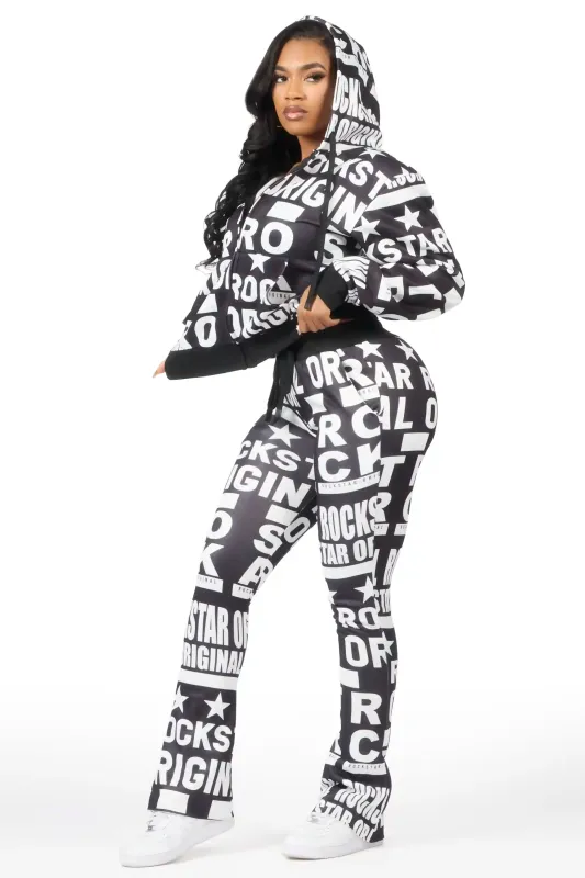 Rikelle Black Printed Track Set sold by Rockstar Original