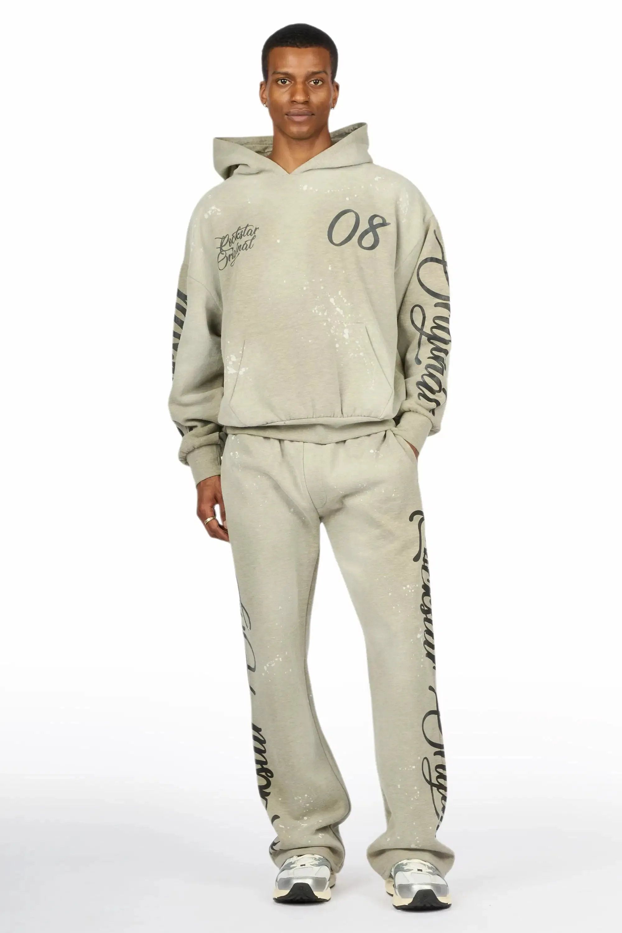 Hanif 2.0 Vintage Dark Oatmeal Hoodie/ Relaxed Pant Track Set sold by Rockstar Original product image thumbnail 2