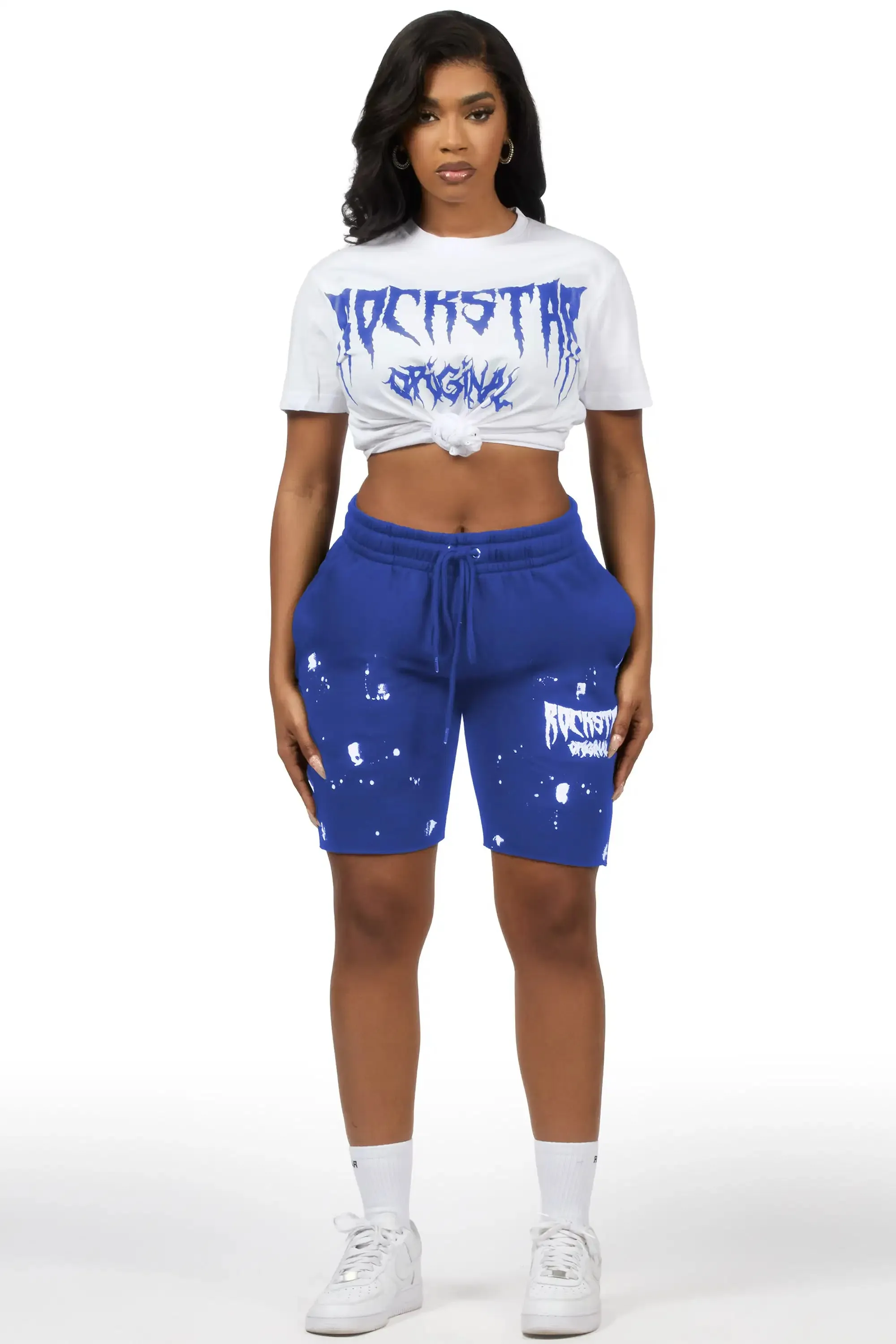 Dayasia White/Royal Blue T-Shirt Short Set sold by Rockstar Original product image thumbnail 2