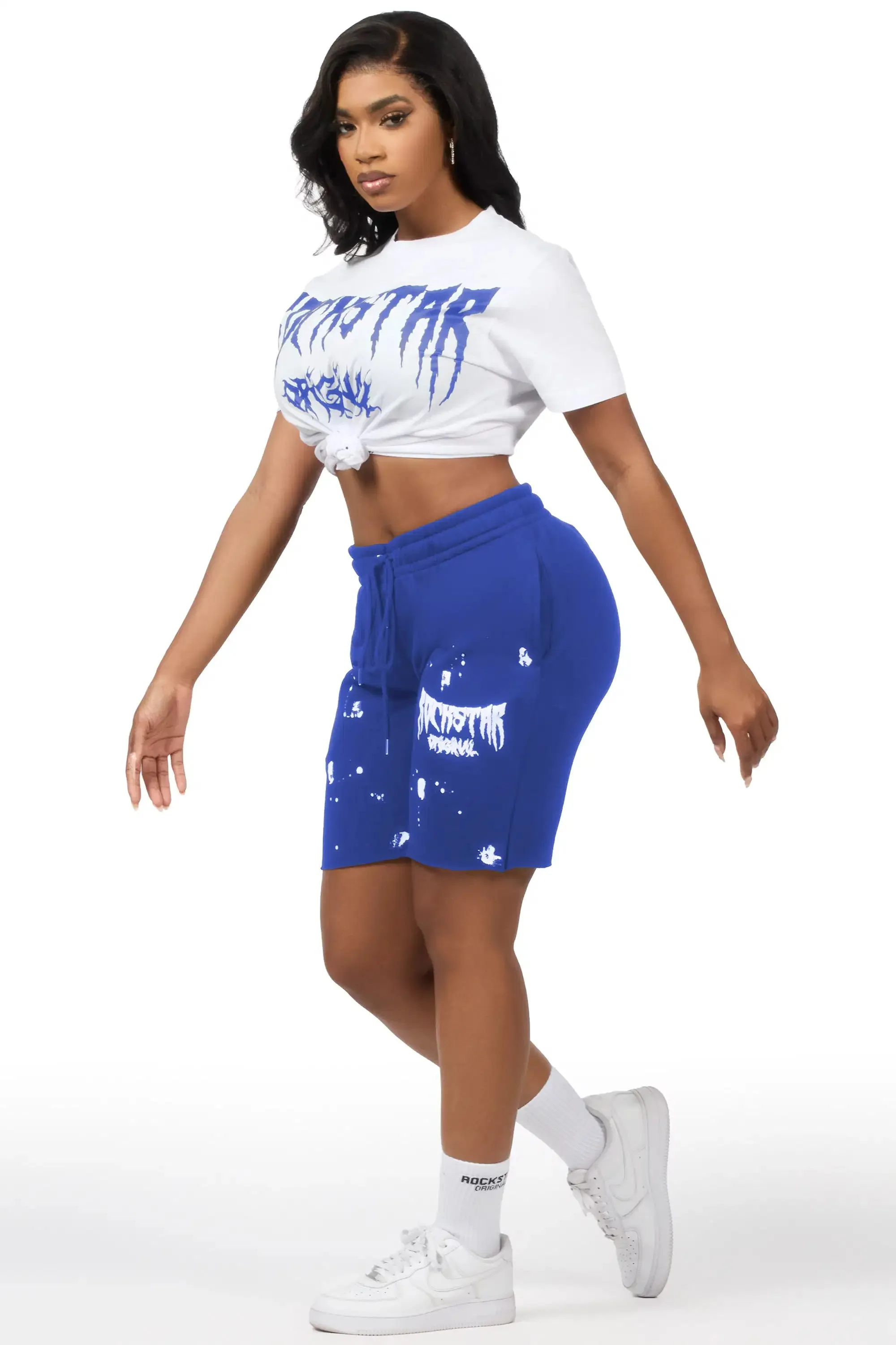 Dayasia White/Royal Blue T-Shirt Short Set sold by Rockstar Original product image thumbnail 3