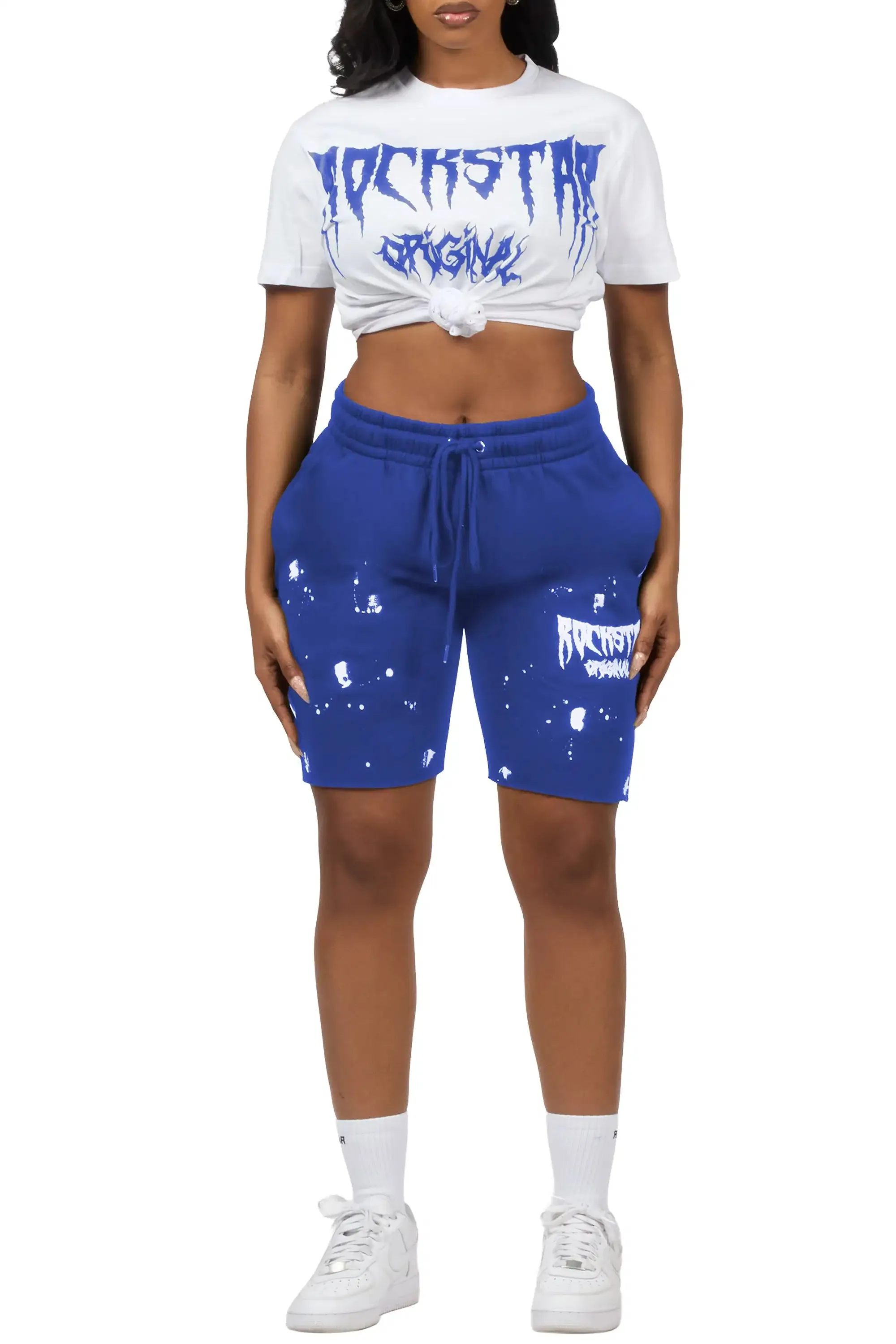 Dayasia White/Royal Blue T-Shirt Short Set sold by Rockstar Original product image thumbnail 5