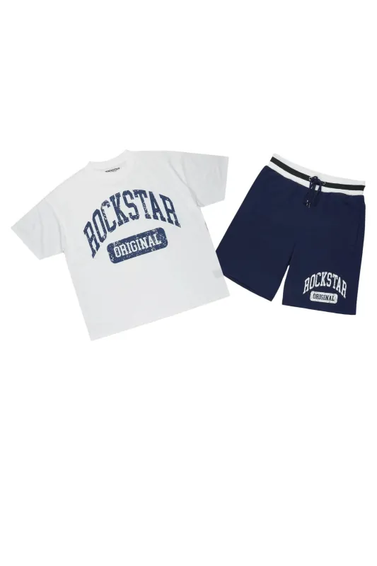 Zig White/Navy T-Shirt/Short Set made by Rockstar Original