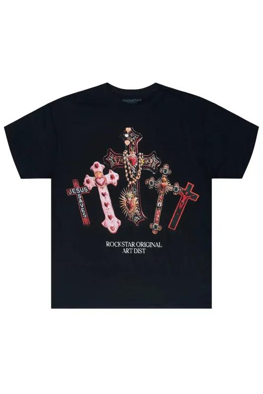 Xirel Black Oversized Graphic T-Shirt made by Rockstar Original