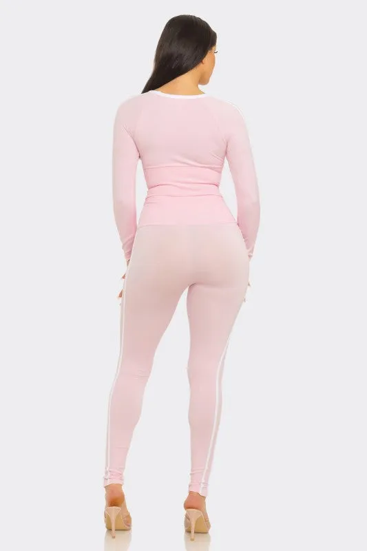 Zakkeyiah Pink Long Sleeve Active Legging Set sold by Rockstar Original product image thumbnail 5