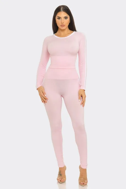 Zakkeyiah Pink Long Sleeve Active Legging Set sold by Rockstar Original product image thumbnail 3