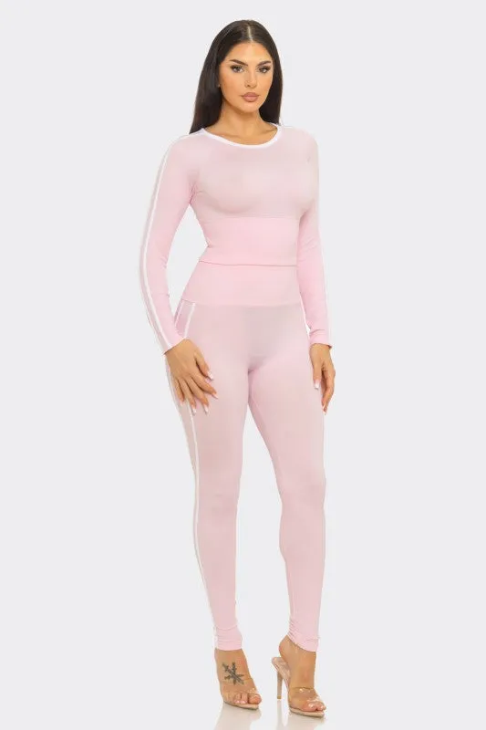 Zakkeyiah Pink Long Sleeve Active Legging Set sold by Rockstar Original