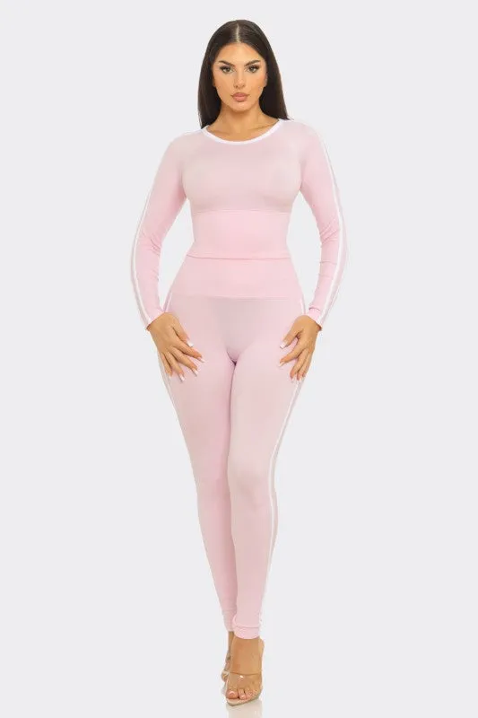 Zakkeyiah Pink Long Sleeve Active Legging Set sold by Rockstar Original product image thumbnail 2