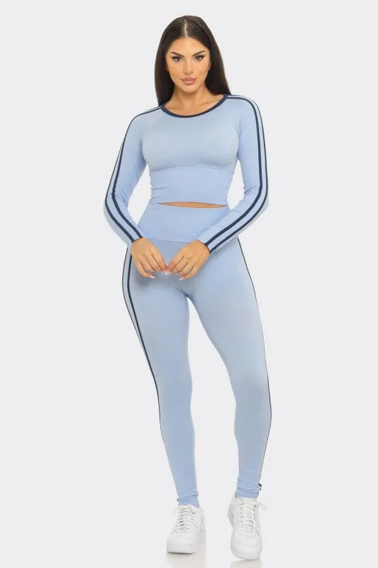 Zakkeyiah Blue Long Sleeve Active Legging Set sold by Rockstar Original product image thumbnail 3