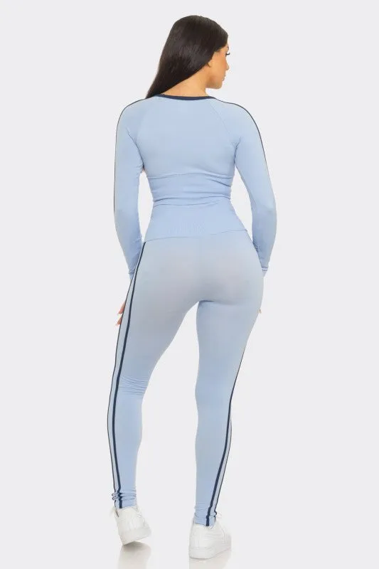 Zakkeyiah Blue Long Sleeve Active Legging Set sold by Rockstar Original product image thumbnail 5