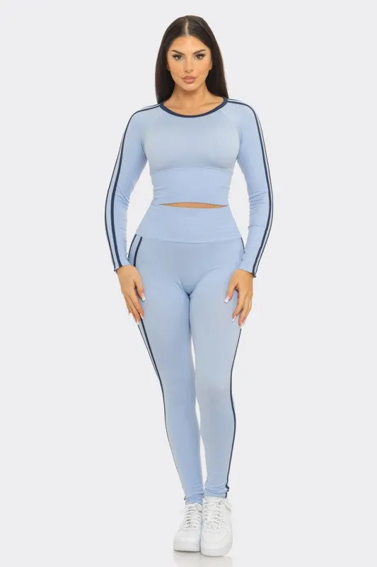 Zakkeyiah Blue Long Sleeve Active Legging Set sold by Rockstar Original product image thumbnail 2