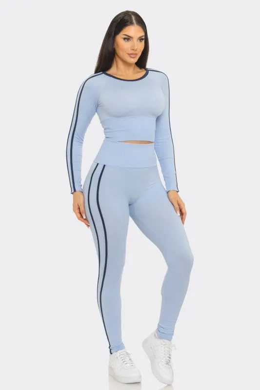 Zakkeyiah Blue Long Sleeve Active Legging Set sold by Rockstar Original
