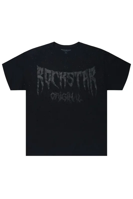 Andros 2.0 Black Rhinestone Oversized Graphic T-Shirt made by Rockstar Original