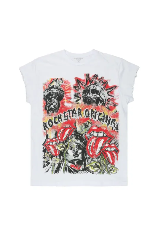 Falon White Cut off Tee made by Rockstar Original