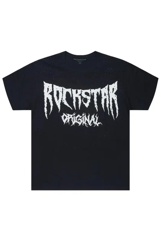 Andreas 2.0 Black/White Rhinestone T-Shirt made by Rockstar Original